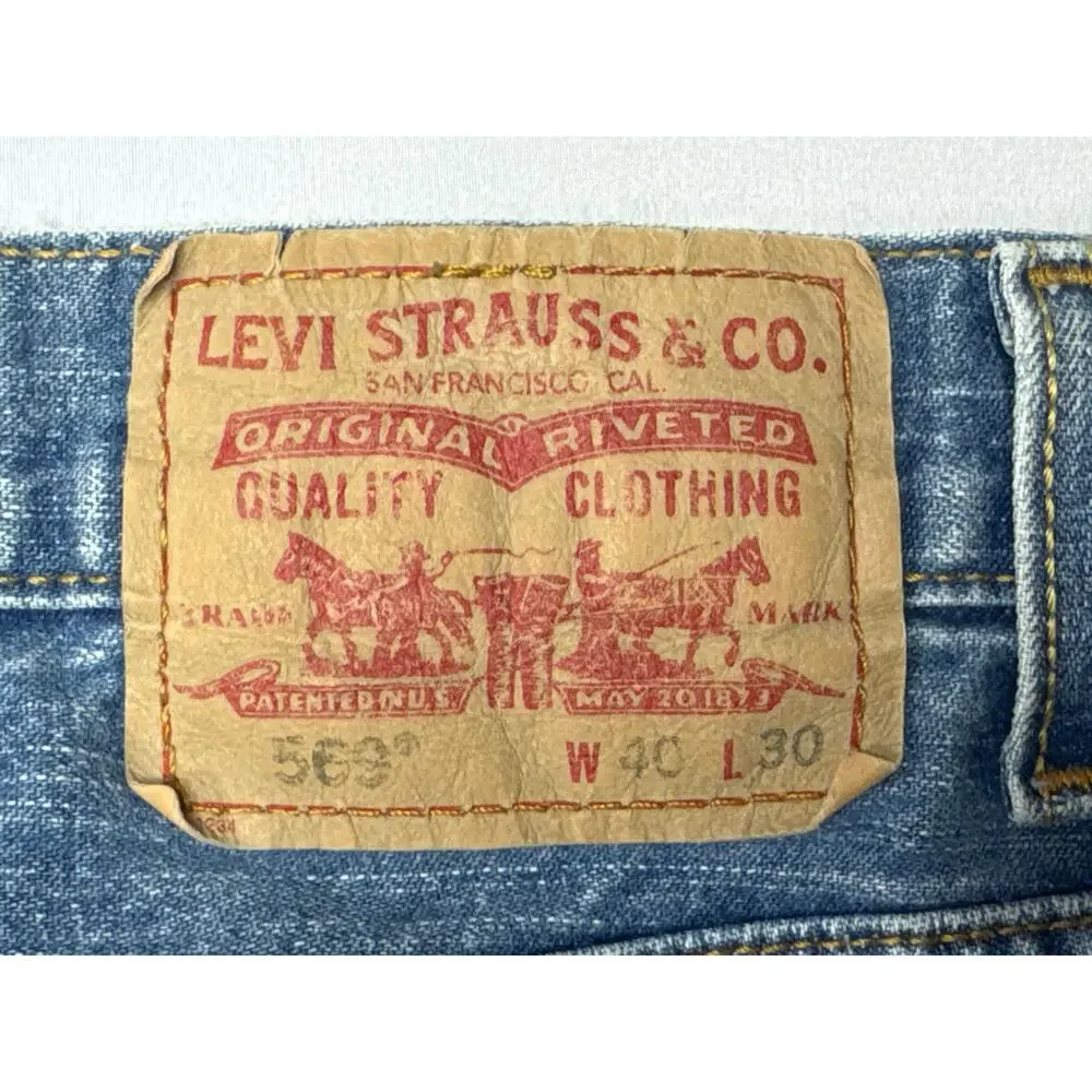 Levi's 569 Men's Loose Straight Leg Blue Jeans - Size 40x30 (40x28.5)